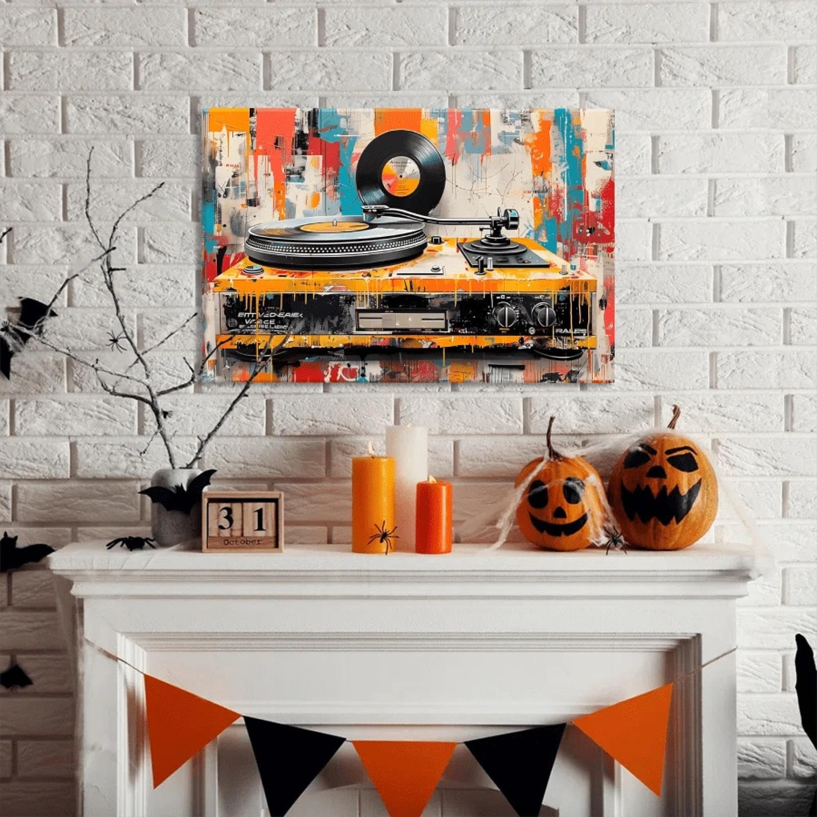 WUDUM Poster musicale da parete per la sala musica, l'immagine del registratore musicale può essere appesa direttamente, decorazione con stampa di musicassetta retrò classica, 60x90 cm con cornice