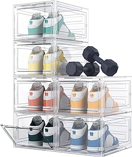Shoe Storage, 6 Pack Shoe Organizer Clear Hard Plastic Shoe Box, Shoe Boxes Clear Plastic Stackable, Shoe Boxes with Lids for Size 13, Transparent