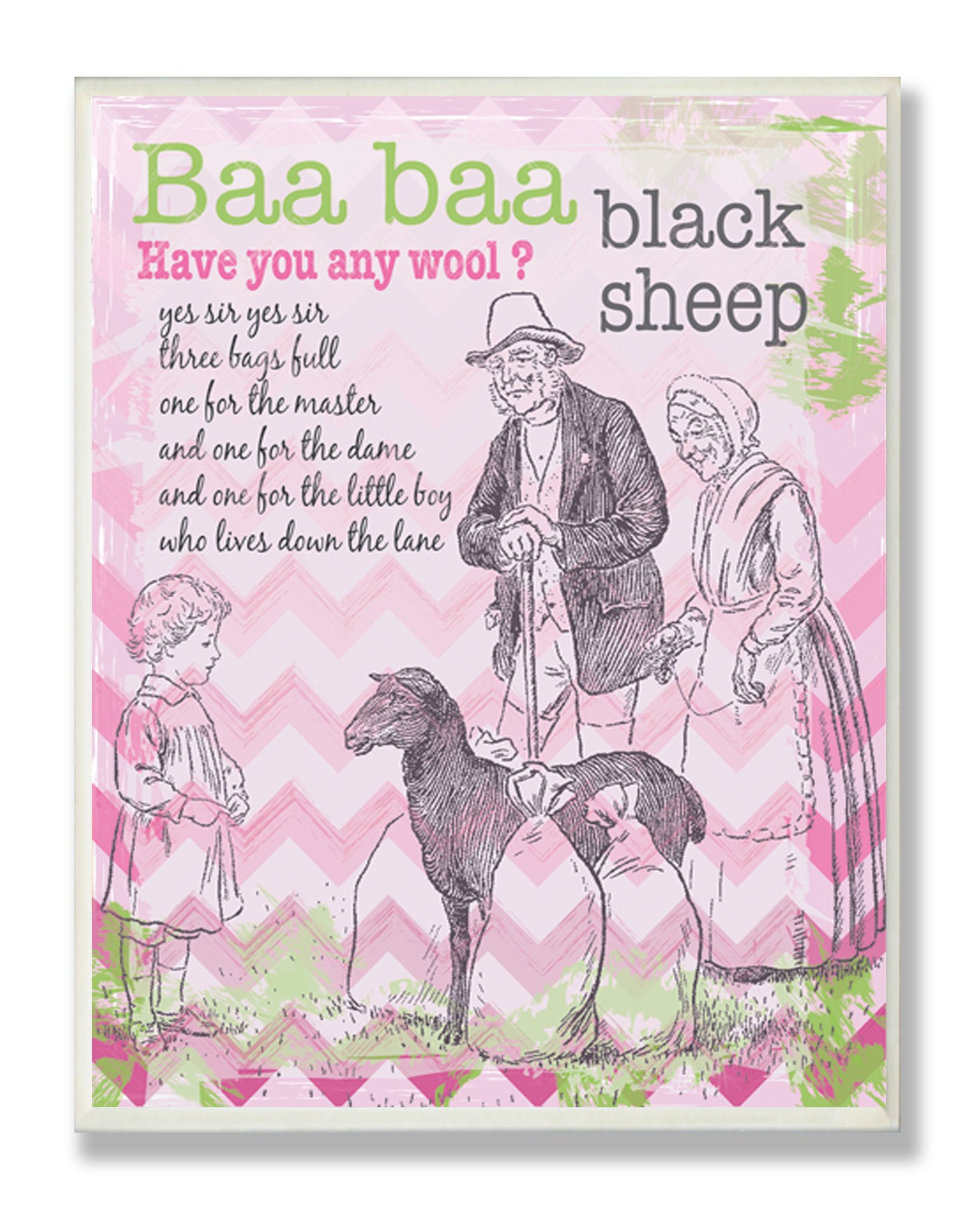 Baa Baa Noir Sheep tableau rectangle rose pour rassurer bébé