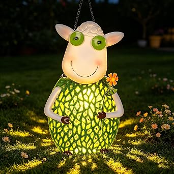 Sheep Solar Lanterns for Outside Hanging with Warm LED Lights