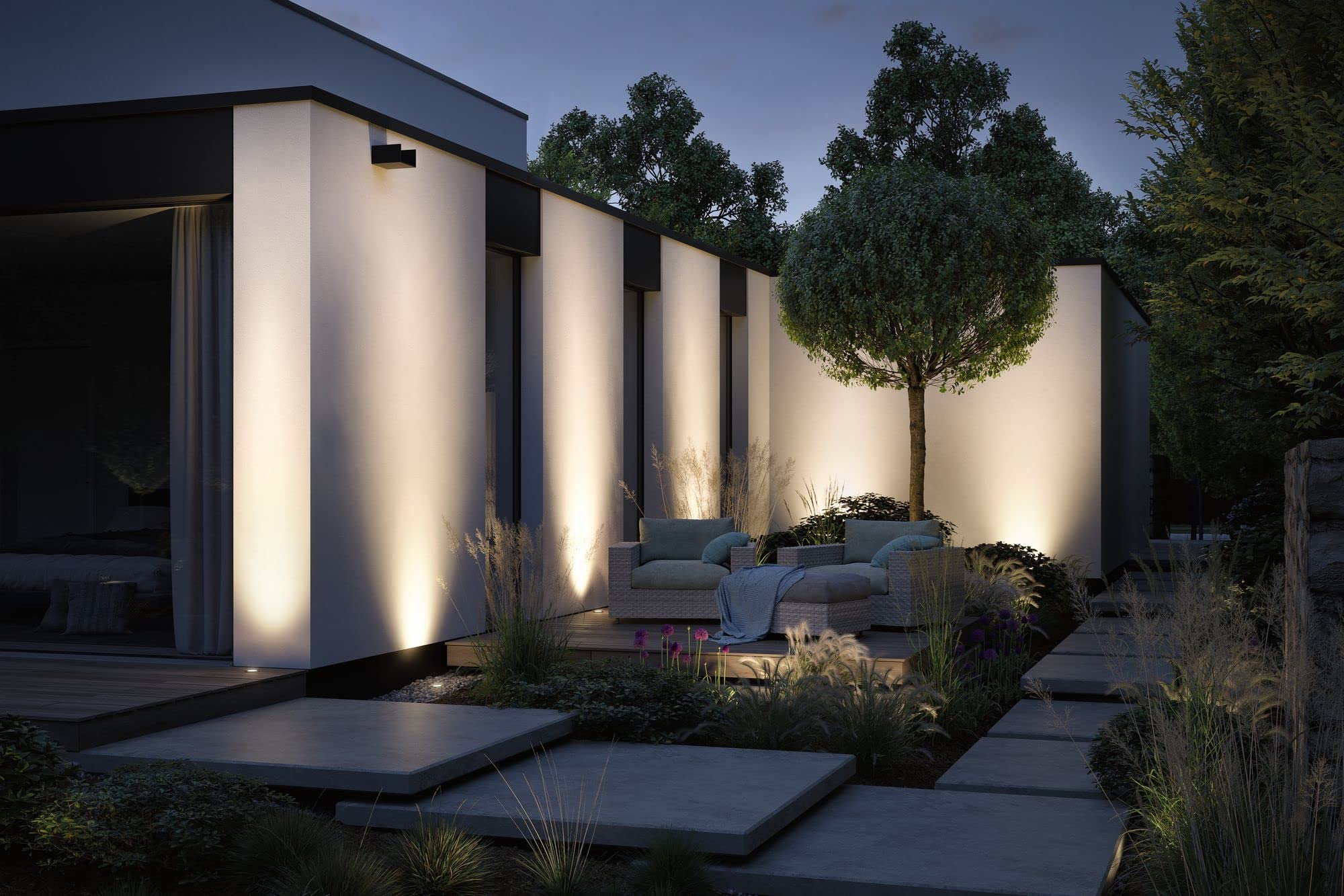 Paulmann 94369 Plug & Shine - Lampada da esterno a LED, IP67, 3000 K, 11 W, colore grigio, dimmerabile, sistema di illuminazione da giardino in allumi