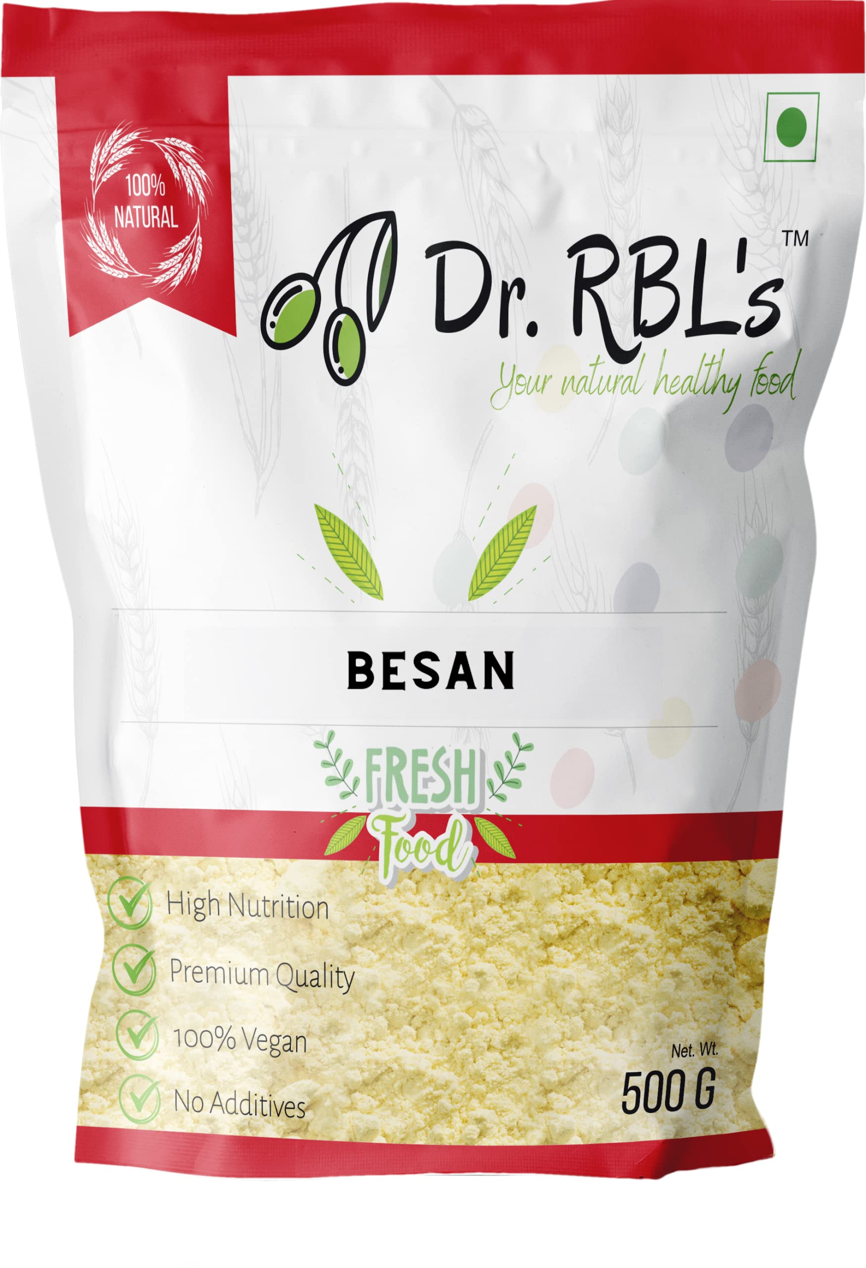 Dr. RBL's Besan | Gram Flour High Protein, Fiber-Rich | No Preservatives | Convenient 500g Pack of 1- Gluten-Free