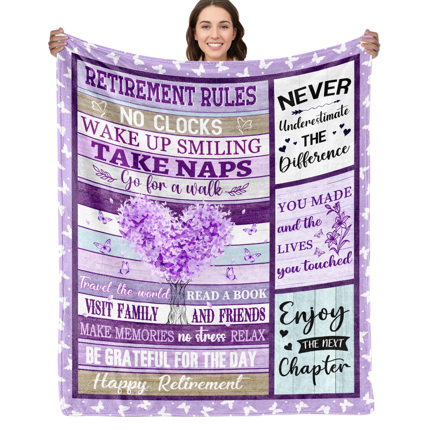 Shaeotek Blanket Gifts for Men Women, Retirement Theme Gifts for Elder, Flannel Blanket for Family on Retirement Day, New Year 50×60 IN