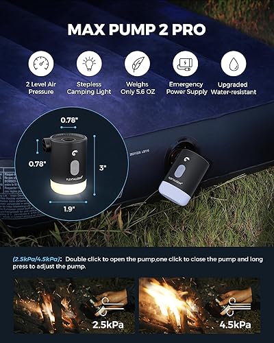 Miniatura 2 de FLEXTAILGEAR Bomba de aire portátil MP2 Pro, bomba de aire eléctrica con batería recargable, inflador ultraligero con luz LED para flotadores de
