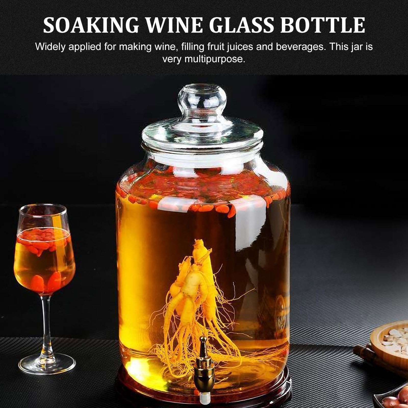 Bocal à Vin en Verre avec Robinet, Récipient Hermétique pour Fermentation