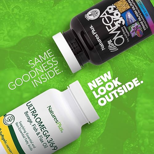 Miniatura 8 de NaturesPlus Ultra Omega 3 6 9 - 1200 mg, 90 cápsulas blandas - Aceite de borraja, aceite de pescado, suplemento de aceite de lino, promueve la salud