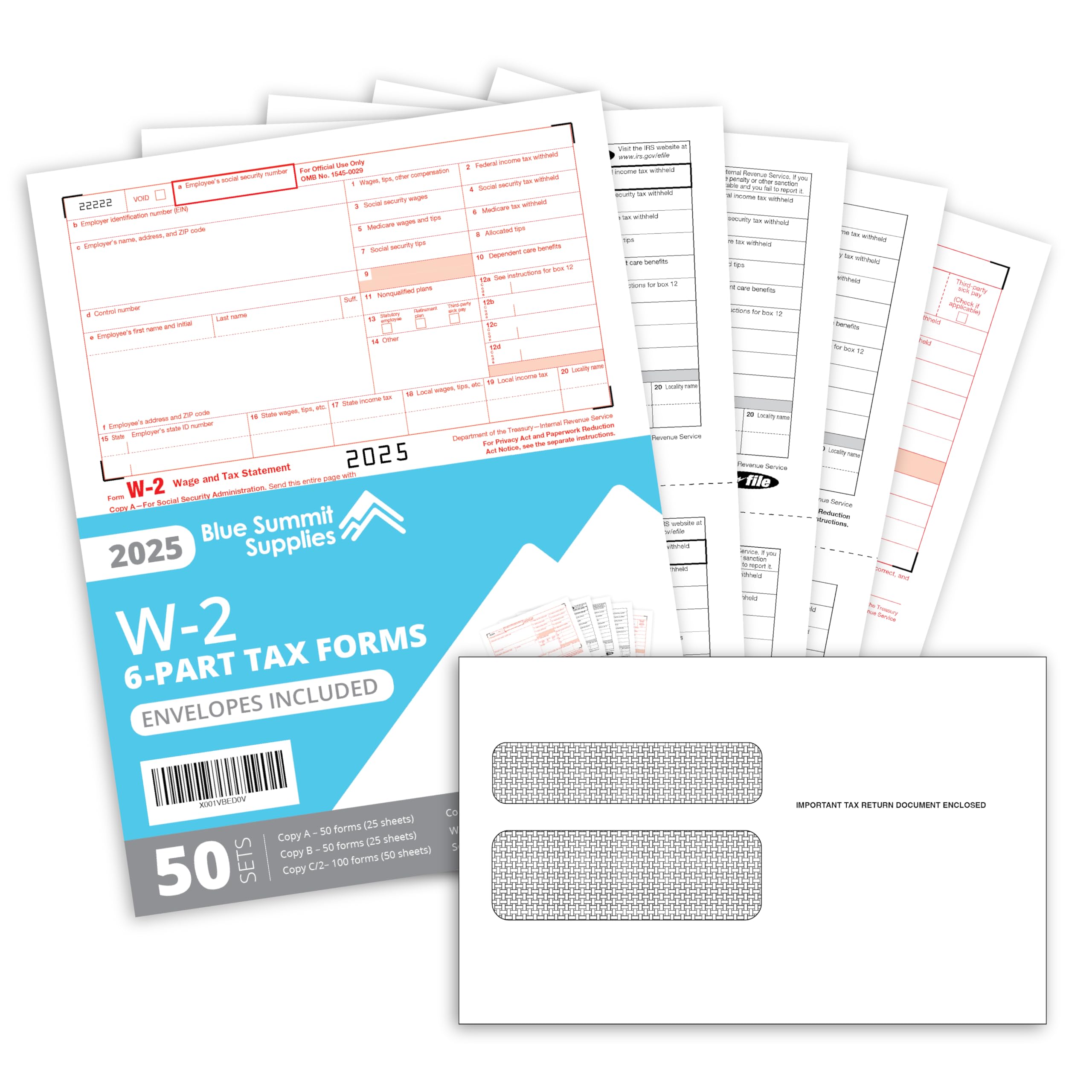 【ちんかんSHOP 】⭐️ クリーンフォームW 2本セット Amazon.com : Blue Summit W2 Forms 2025 with Envelopes, 6 Part W-2