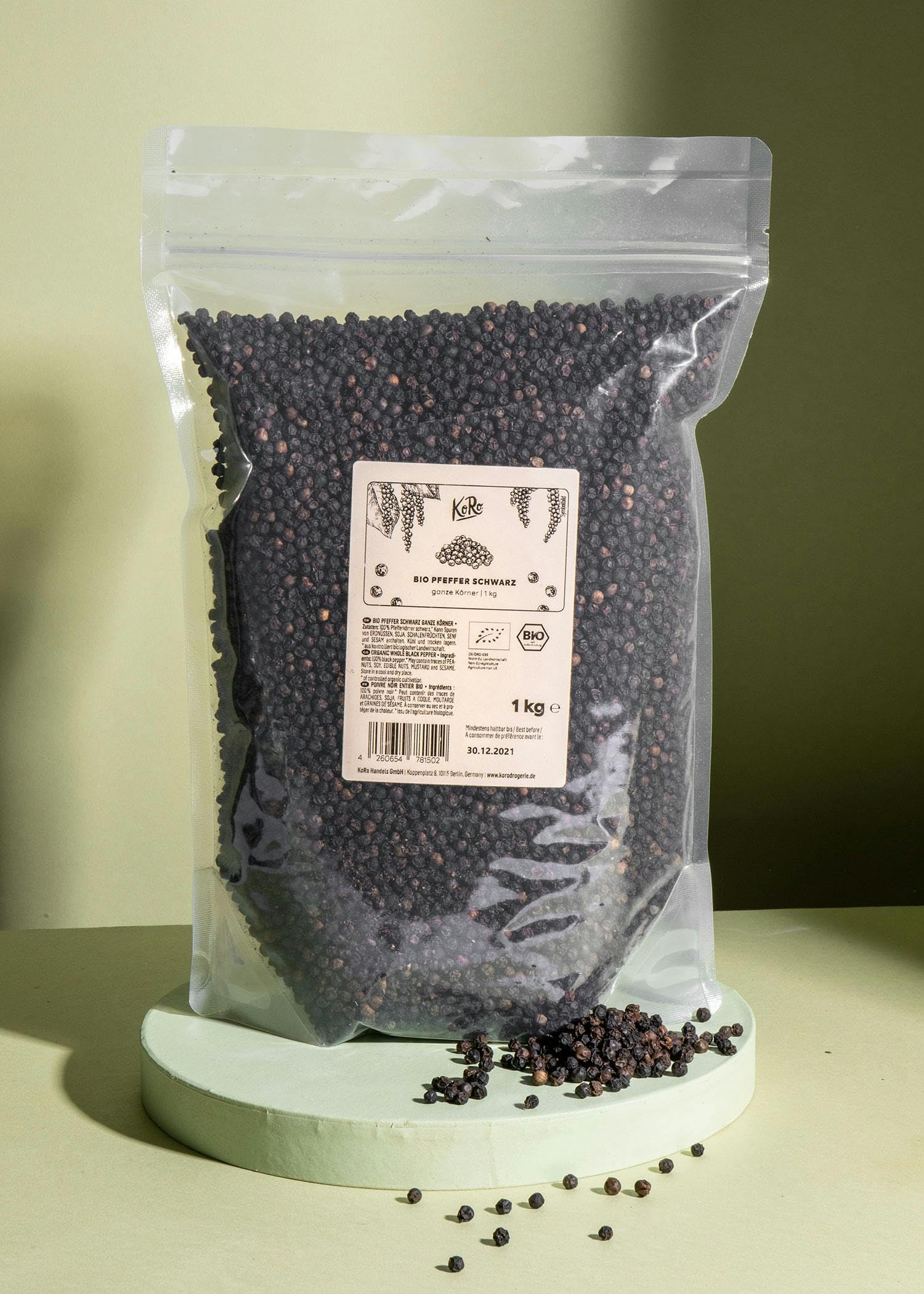 KoRo - Poivre noir bio en grains entiers 1 kg