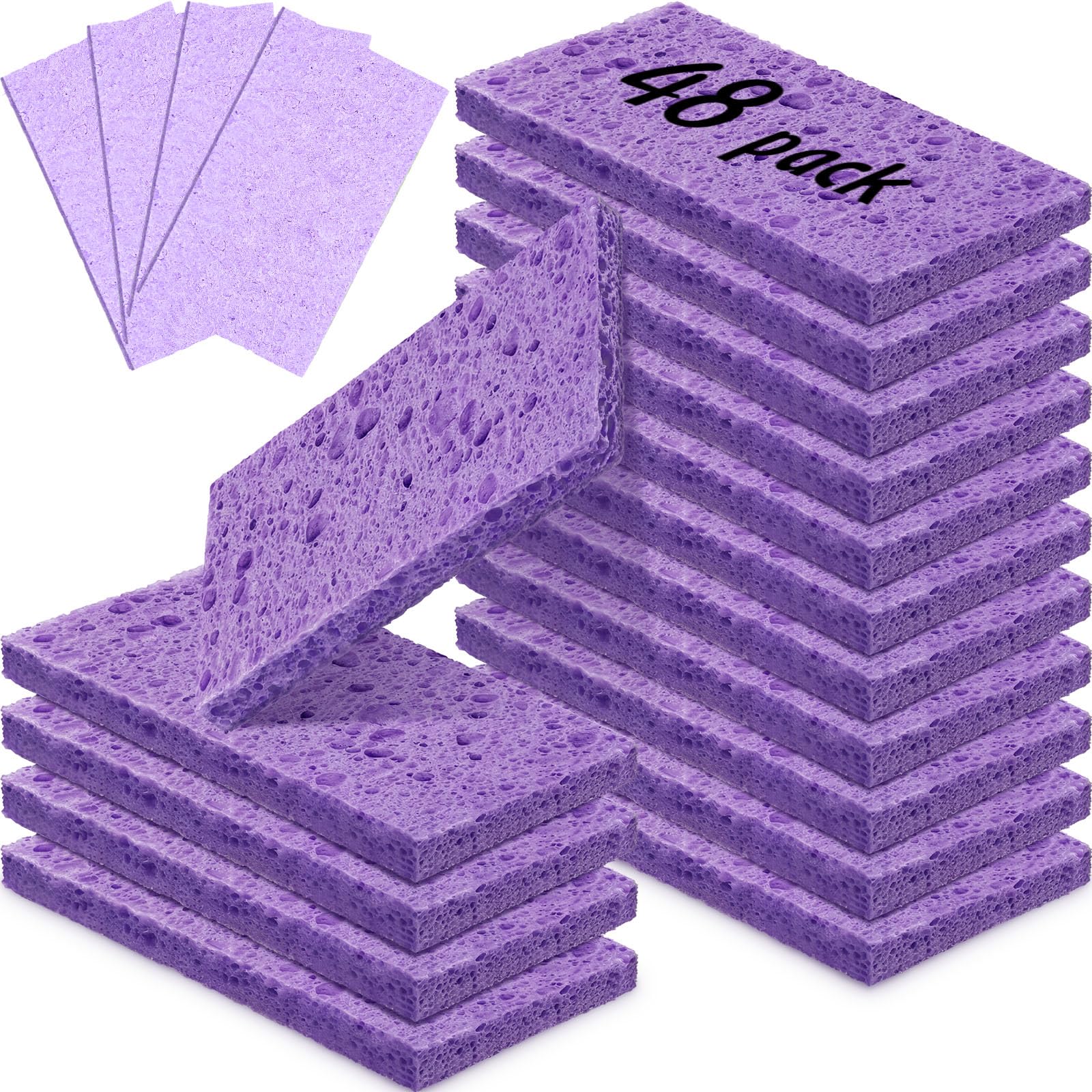 Zhengmy 48 Pcs Sponges Bulk Sponges Kitchen Compressed Sponge, Purple