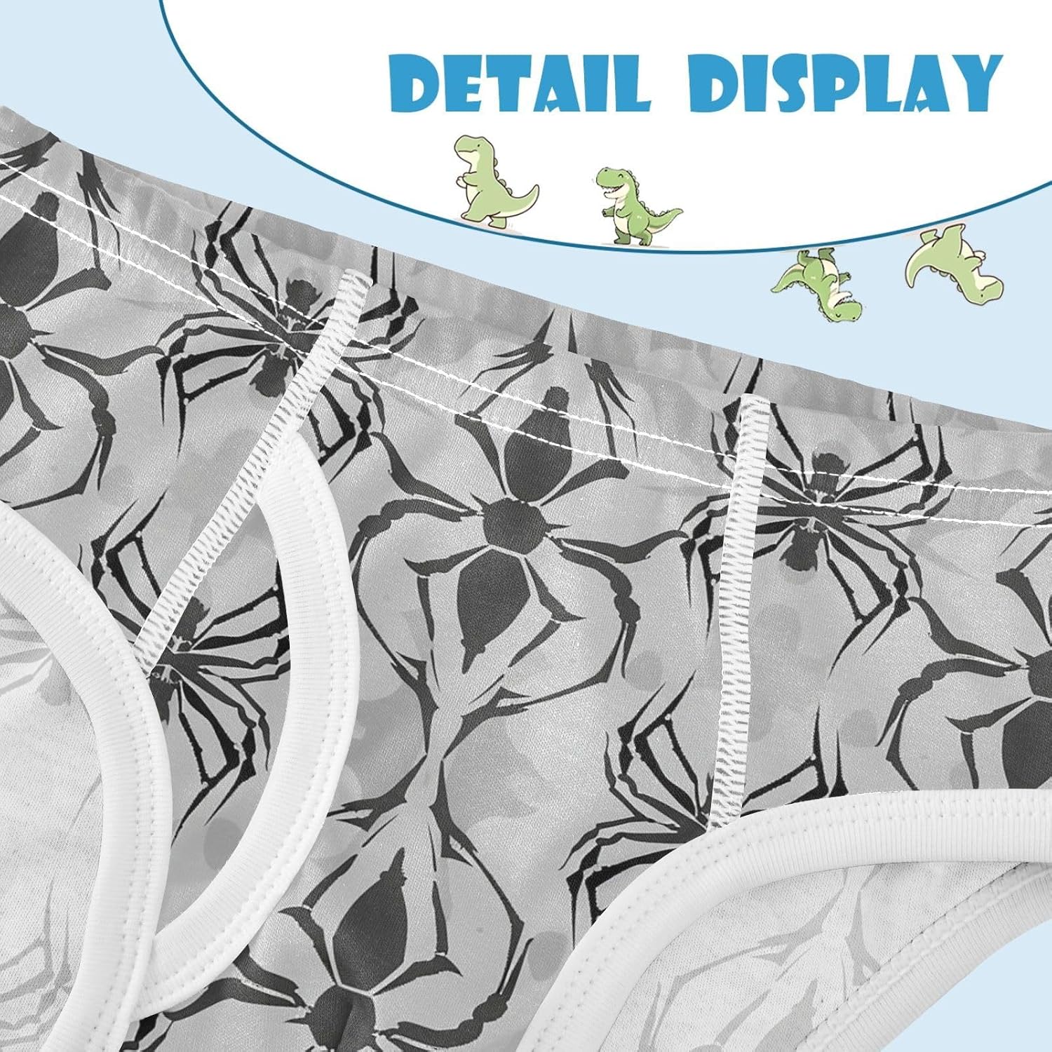 visesunny Gray White Insects Spiders Potty Training Underwear Boys Toddler Cotton Soft Brief Size 2T-8Y for Kids 2-8Y