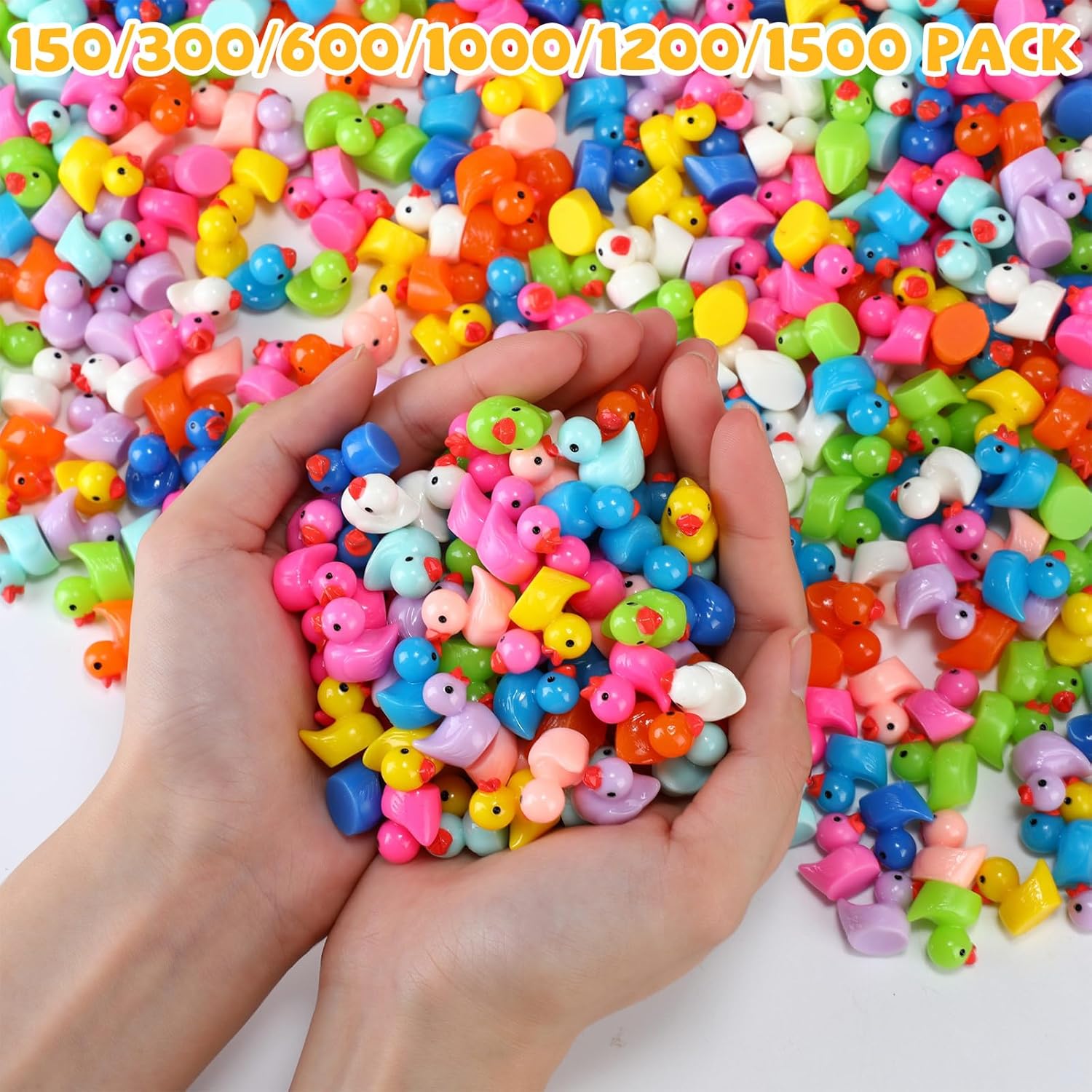 Barydat 600 Pcs Colorful Mini Resin Ducks Bulk Tiny Duck Decoration for Hide and Seek Prank Cruises Holiday Party Baby Miniature Garden Accessory Figures for Dollhouse Landscape Aquarium Gift