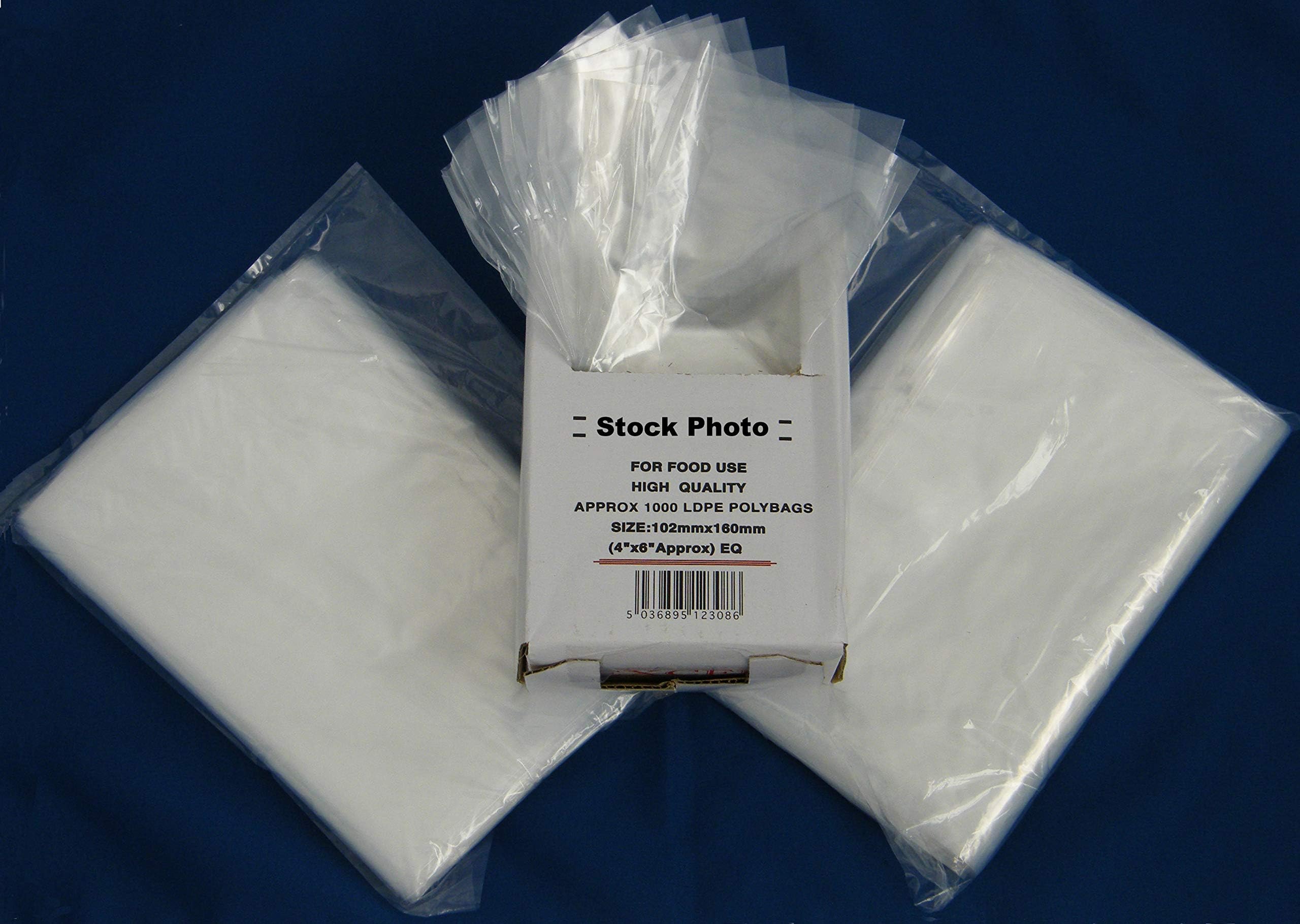50 Clear Polythene Plastic Bags 300x450mm, 12" x 18", 120 Gauge, 30 Micron