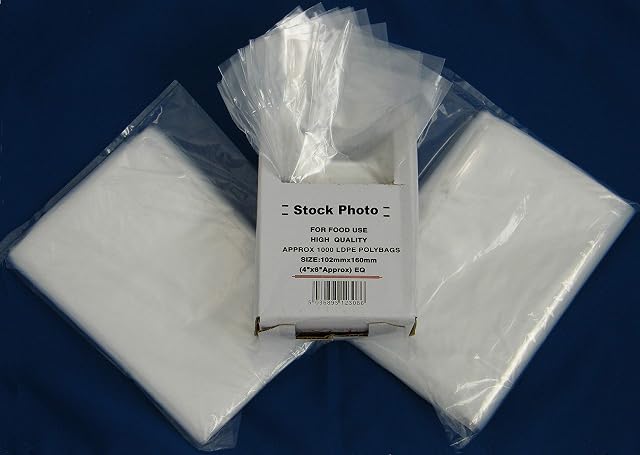 1000 Clear Polythene Plastic Bags 100x150mm (Nearly 4" x 6") 120 Gauge, 30 Micron