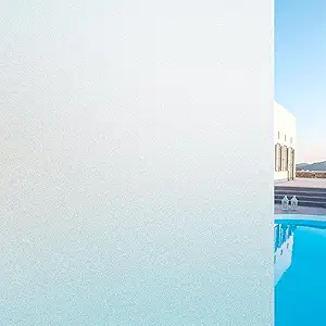 WPCTEV Window Privacy Film Frosted Glass Static Cling UV Sun Blocking Heat Control Window Tint Day and Night Insulation Home Bathroom Door Decorative Frosting Cover, 29.5 Inch x 13.1 Feet, Pure