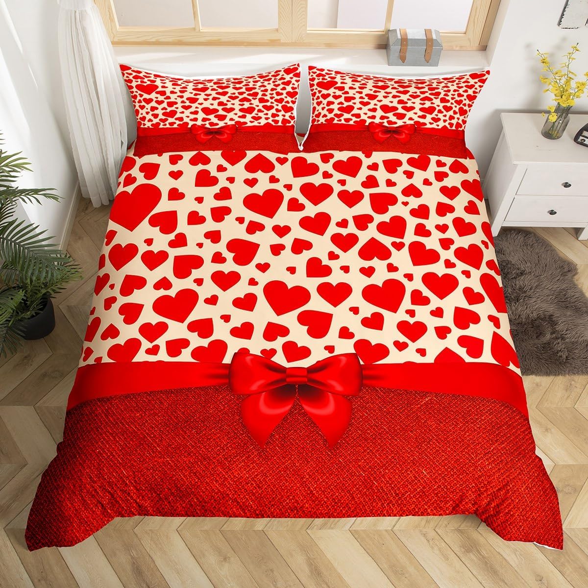 Housse de couette cœur rouge 260x240, le cadeau de Saint-Valentin esthétique idéal
