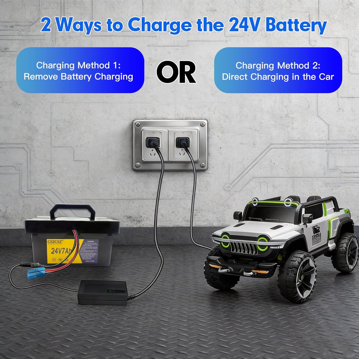 24V Lithium Battery, Replacement Battery for Kids Ride-On Toys and Cars,24v Battery for Dynacraft Realtree Ride On Toy with 2A Fast Charger for DIY Project(24V7AH)