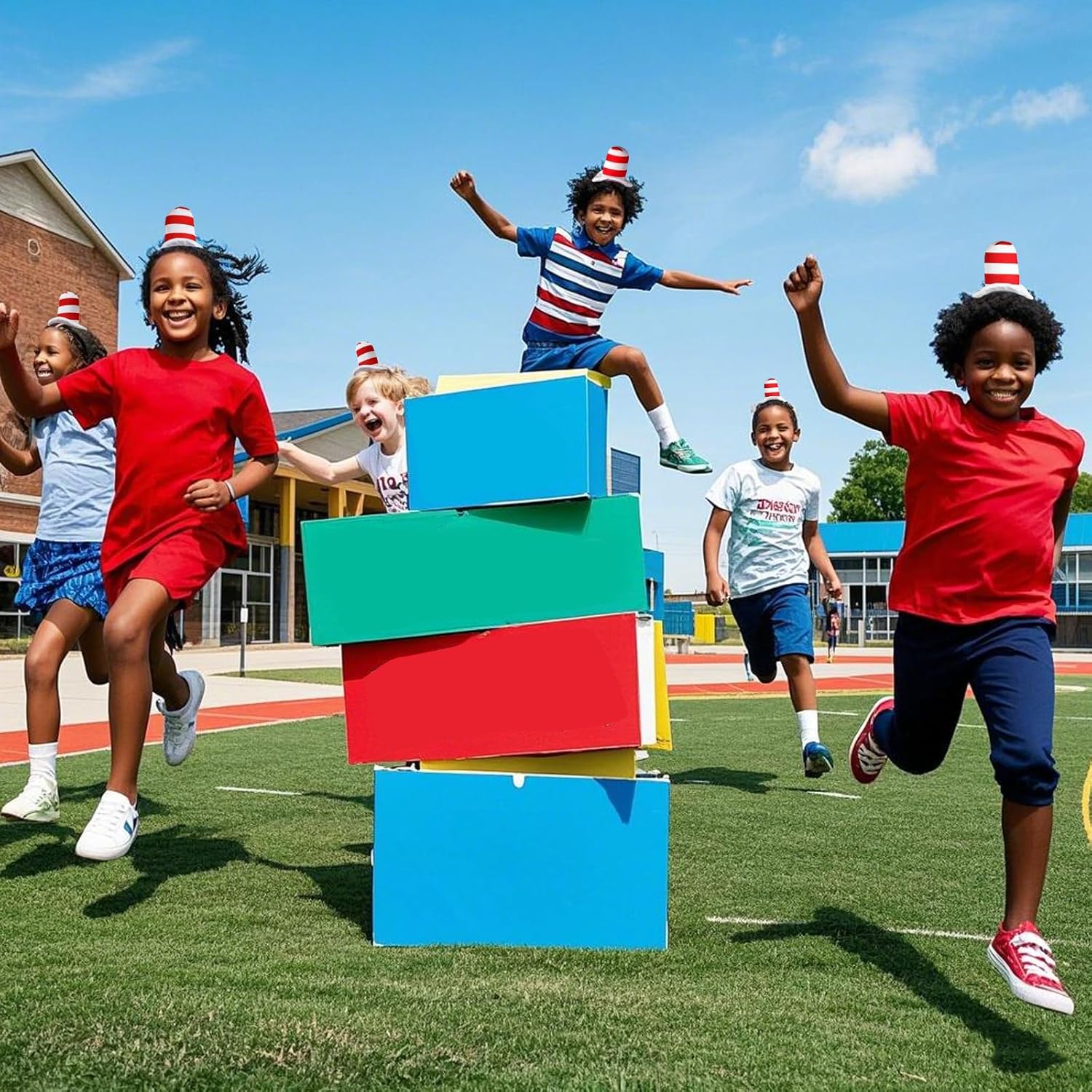 Red and White Striped Hat Headband - Dr. Week Seus Costume, Cat in the Het Headband for Reading week, Halloween - Image 4