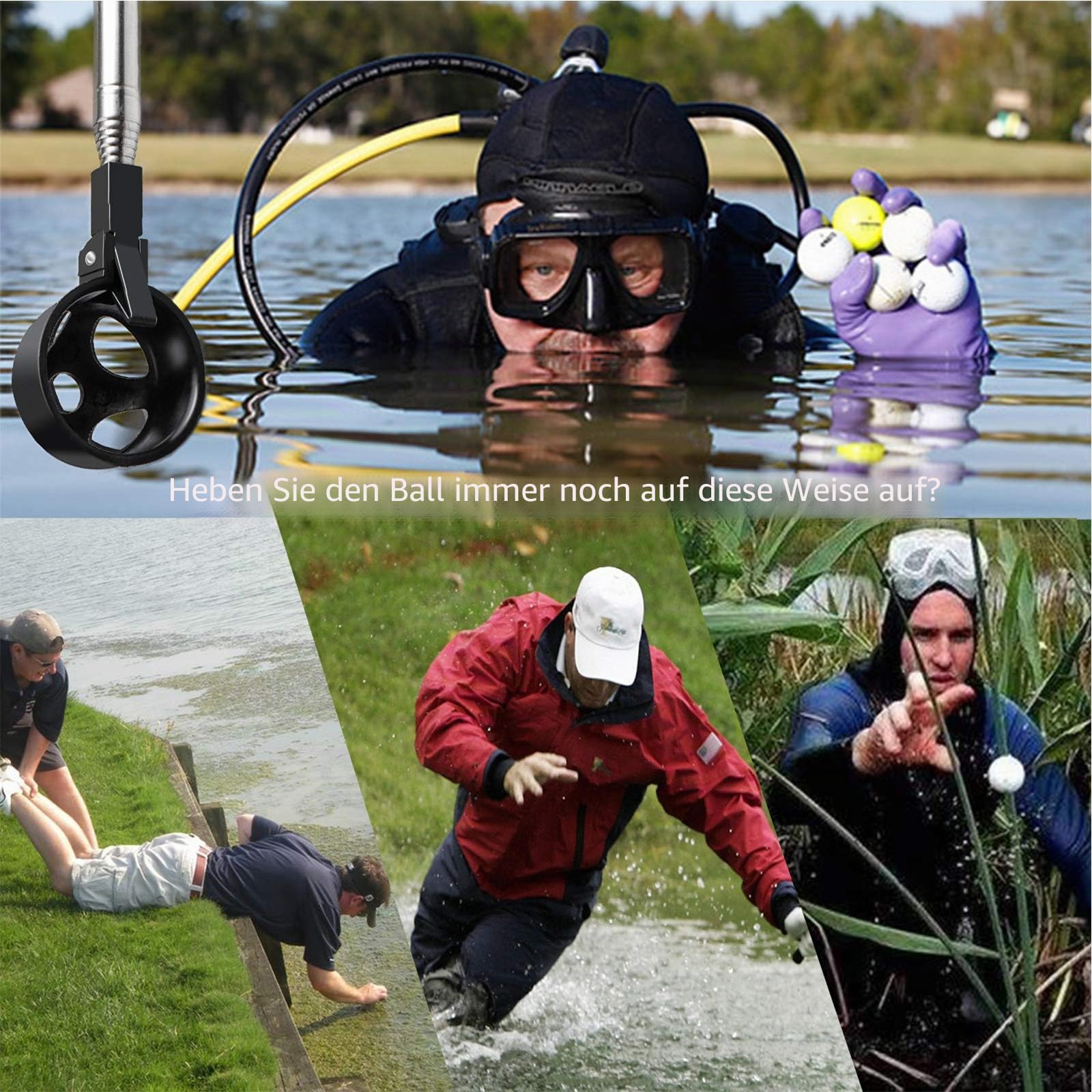 prowithlin Golf Ball Retriever, 6/9ft Edelstahl Teleskop Golfball Retriever für Wasser mit Golfball Grabber für Putter, Golf Zubehör, Geschenke für Golfer Länge (9ft)