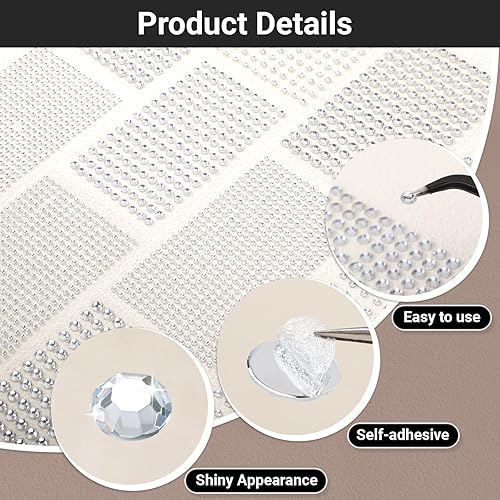 Miniatura 3 de Gartful Calcomanías autoadhesivas transparentes de diamantes de imitación, 2790 piezas de calcomanías redondas para manualidades, diamantes de