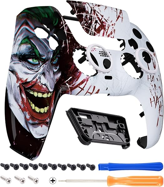 eXtremeRate LUNA Skin Redesigned Clown HAHAHA Front Shell Touchpad Compatible with ps5 Controller BDM-010 020 030 040 050, DIY Replacement Custom Touch Pad Cover Compatible with ps5 Controller - 1