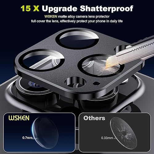 Miniatura 2 de WSKEN Protector de lente de cámara para iPhone 15 ProiPhone 15 Pro Max, aleación mate prueba inastillable Protector de pantalla de cámara de vidrio