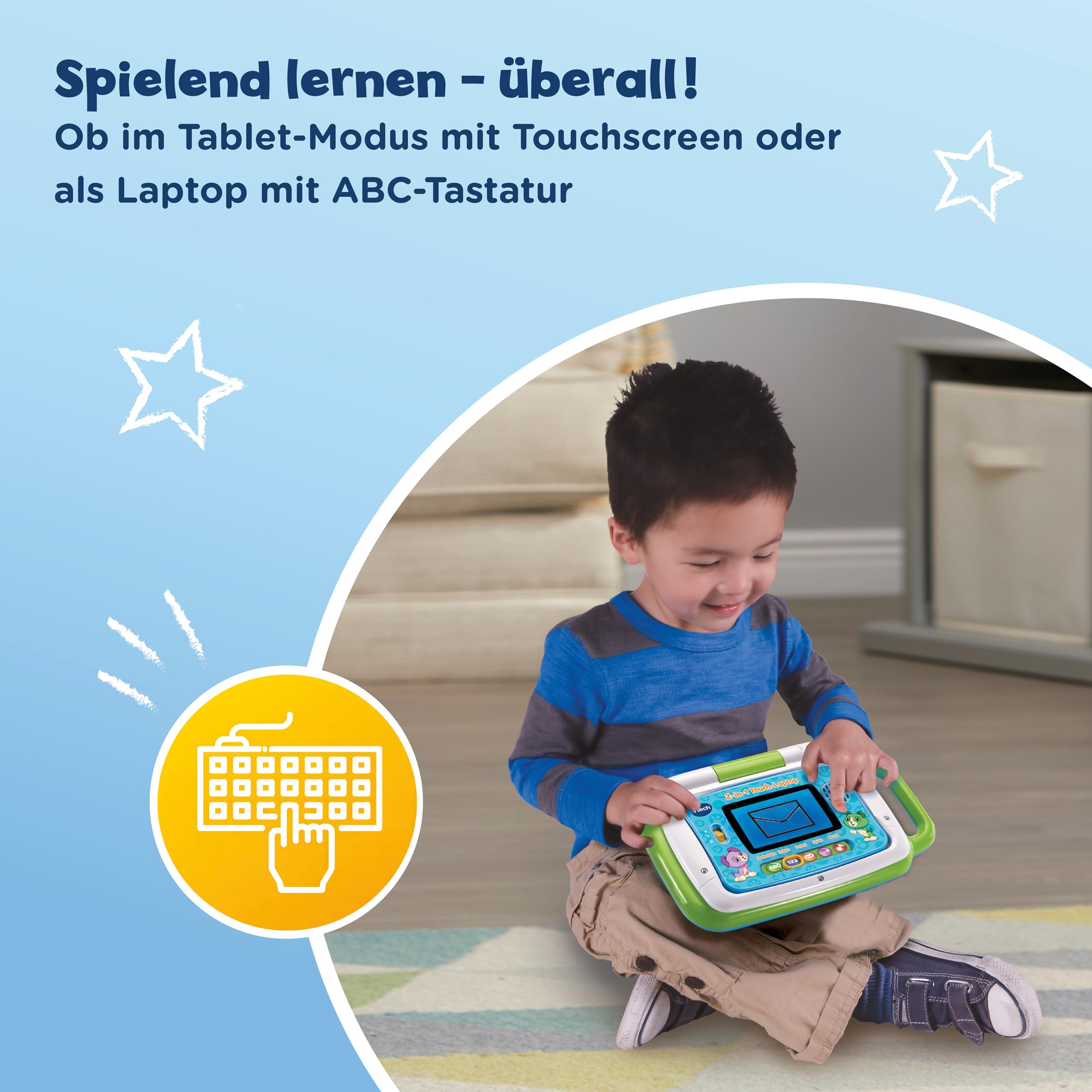 VTech 2-in-1 Touch-Laptop – Lerncomputer für Kinder 3-6 Jahre