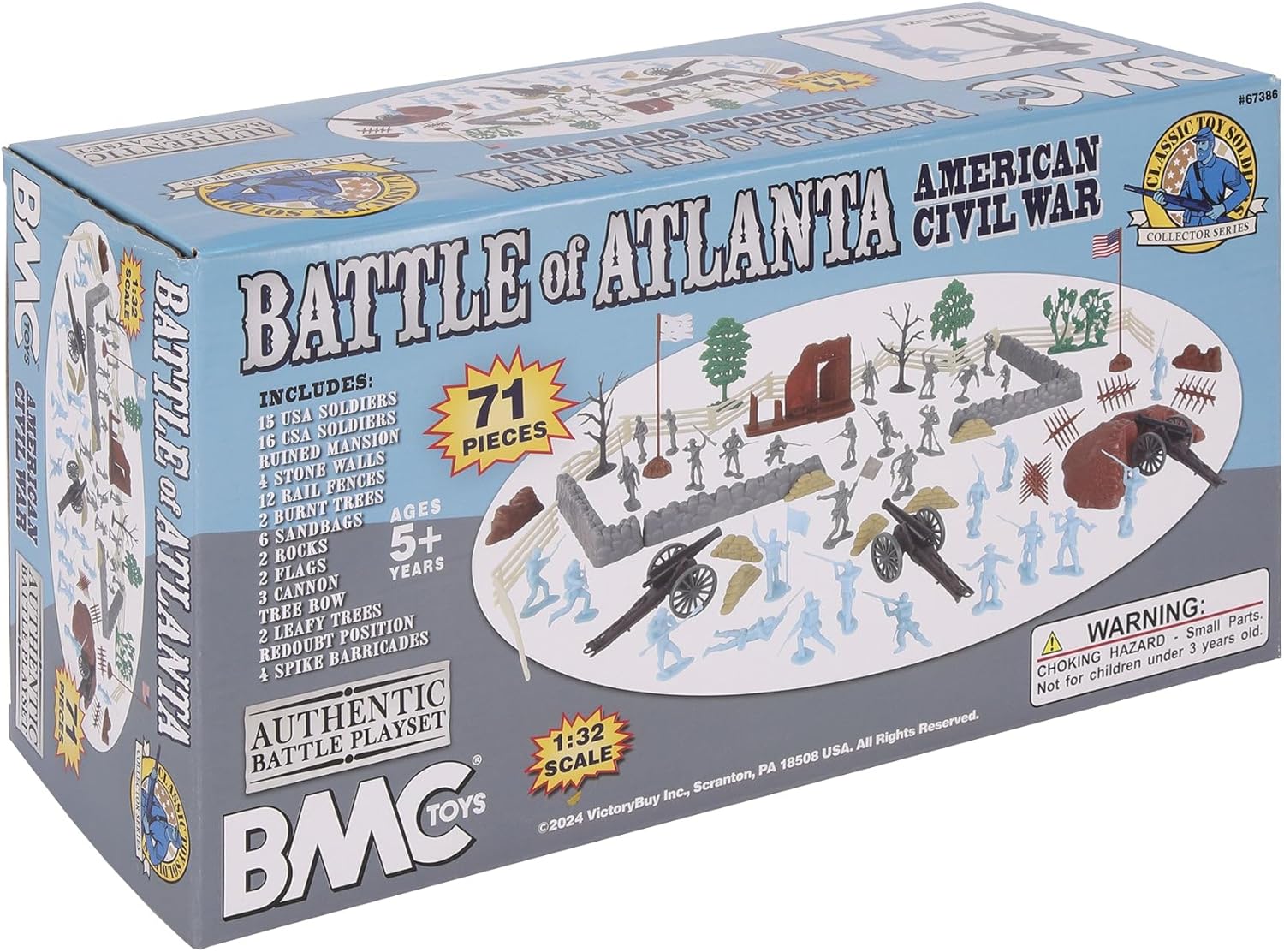 BMC CTS Civil War Battle of Atlanta - 71pc Blue & Gray Plastic Soldier Playset