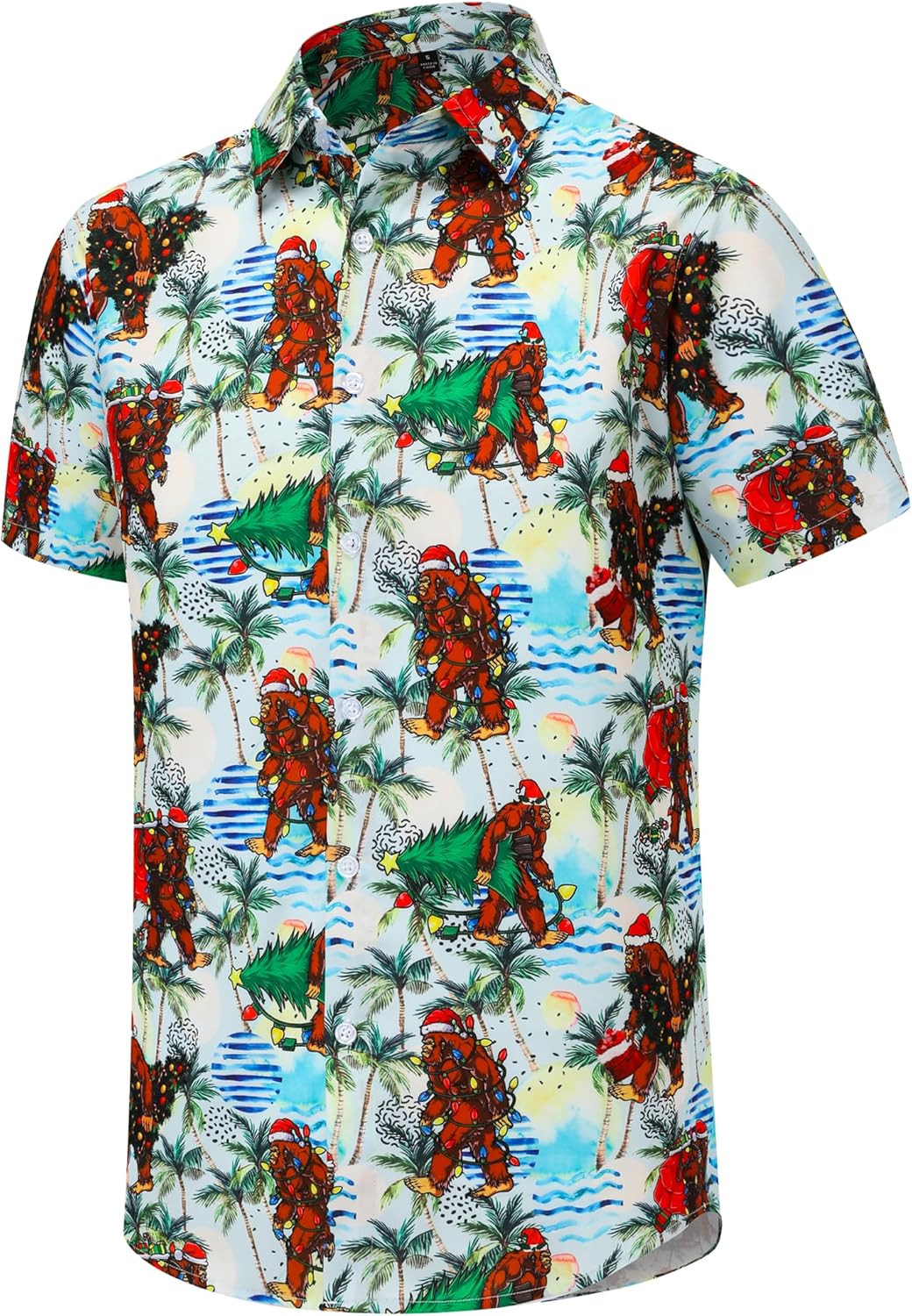 Mens Christmas Shirts Short Sleeve Casual Button Down Hawaiian Shirts Funny Ugly Christmas Shirts for Men - Image 2