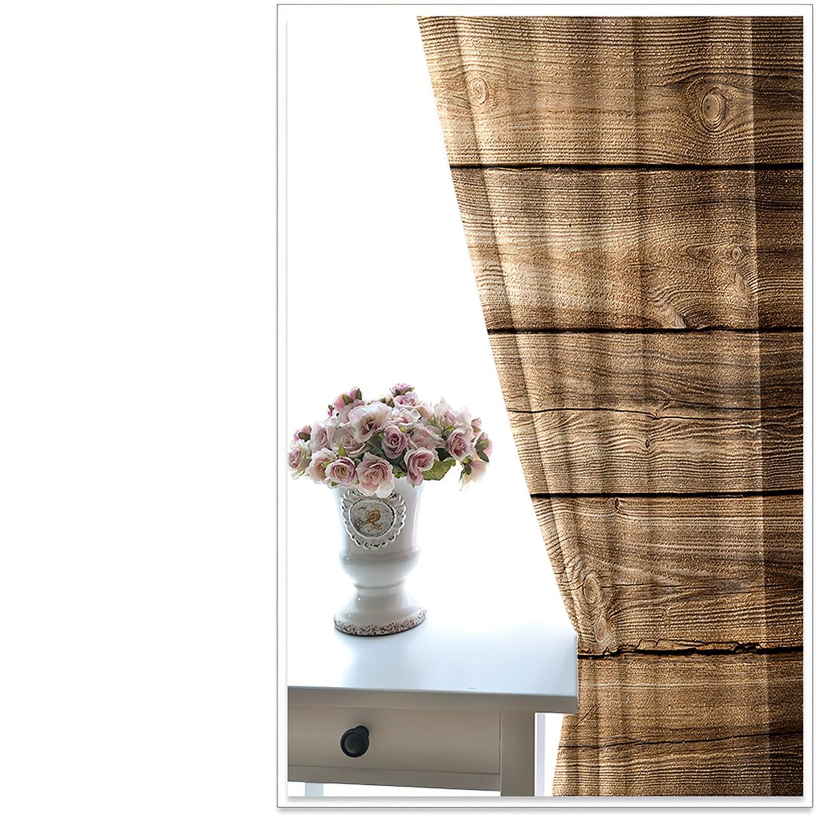 Verdunklungsvorhänge mit Ösen, 214x274cm Braun Rosa Planken- und Blumenmuster Vorhang für Wohnzimmer/Schlafzimmer