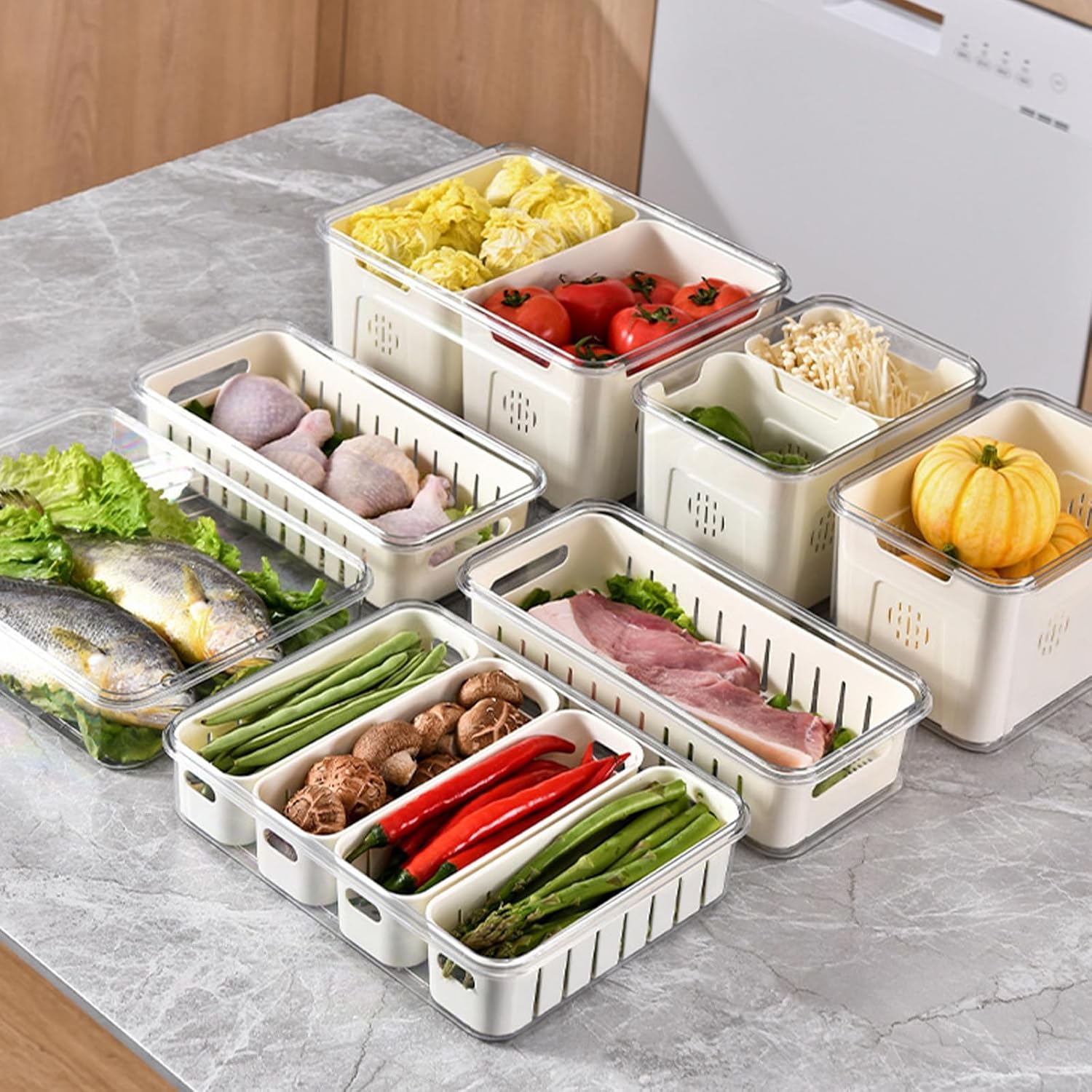 Salad Bar Containers for Fridge with Lid and Handle, Fruit Storage Containers with 4 Removable Colanders, Berry Box Fresh Produce Saver for Fruit, Veggie, Refrigerator, Kitchen, Picnic, 2 Pack - Image 9