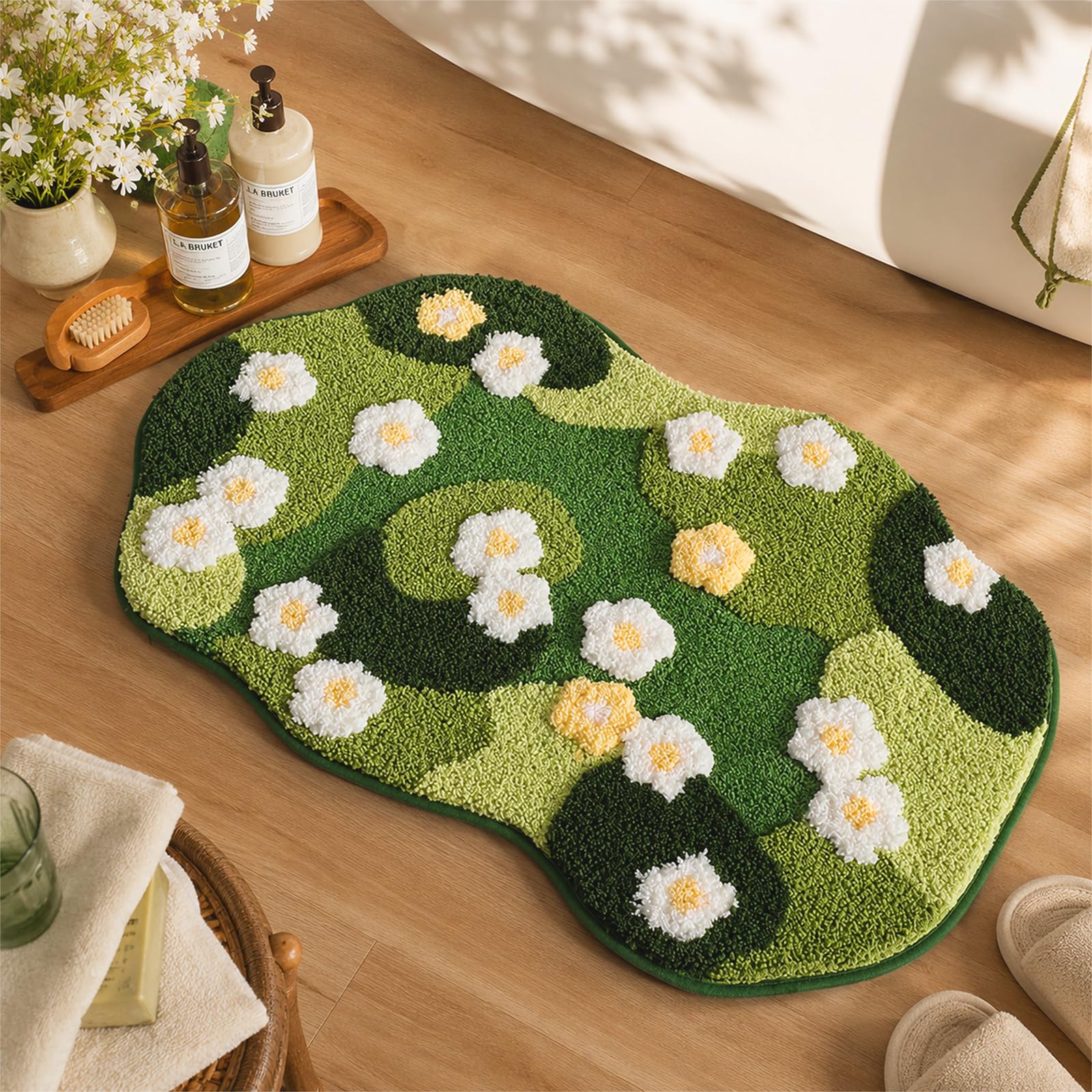 BREEZENEST 80 * 50CM Non Slip Soft Absorbent Bath Mat, Washable Microfiber Bathroom Rug for Shower Floor Bathroom Decor
