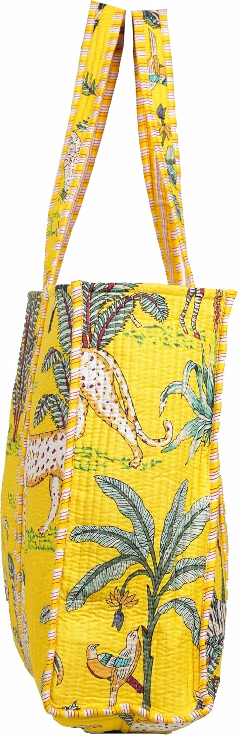 INDACORIFY Vintage Large Multi Color Quilted Bridesmaid Tote Bag Holiday Carry Everyday Use Bag Cotton Printed Shopper Bags For Women - Image 2