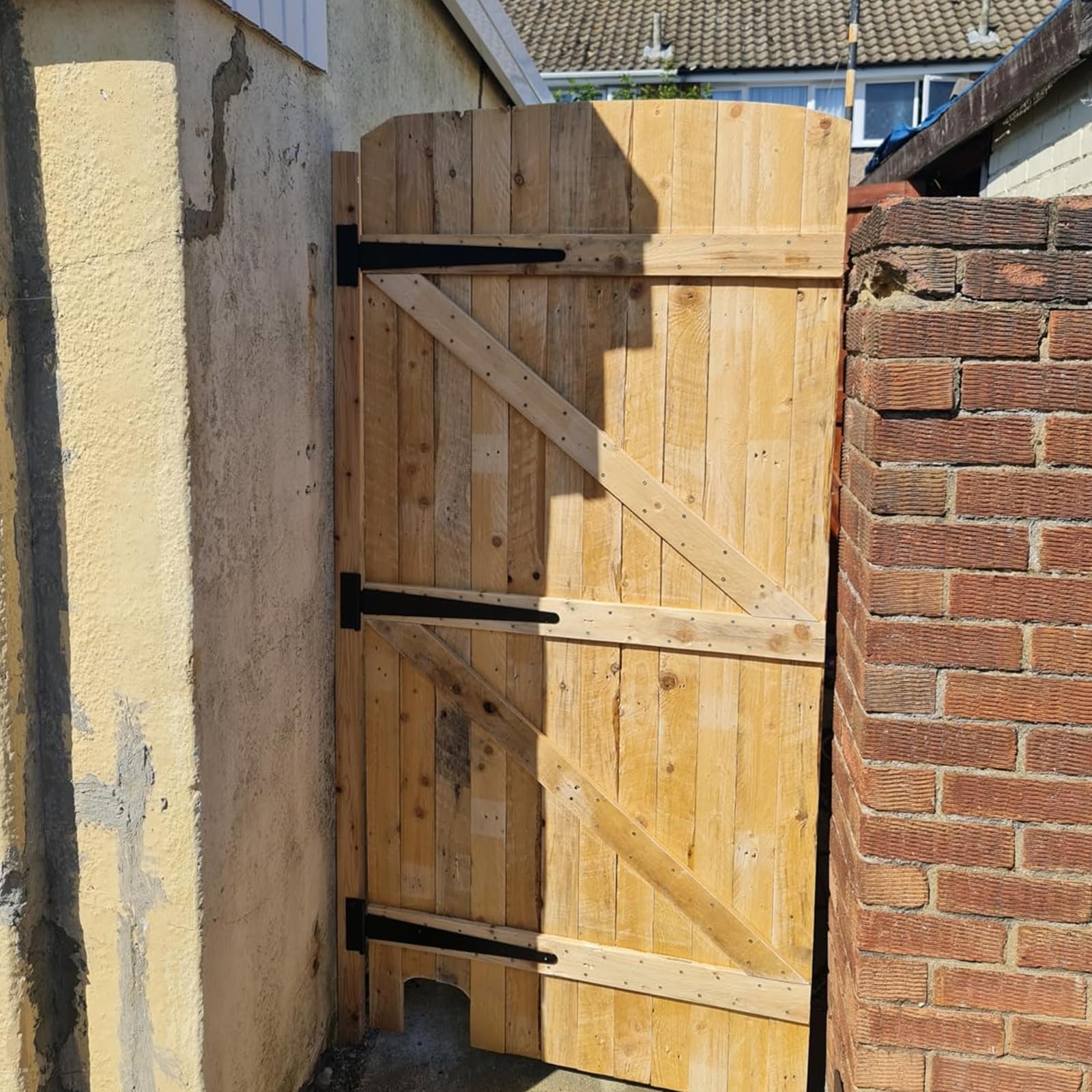 6 bisagras en T de 400 mm, bisagras negras para puerta de jardín con tornillos, bisagras de puerta resistentes para puertas de madera, puerta de cobertizo, puerta de granero, valla