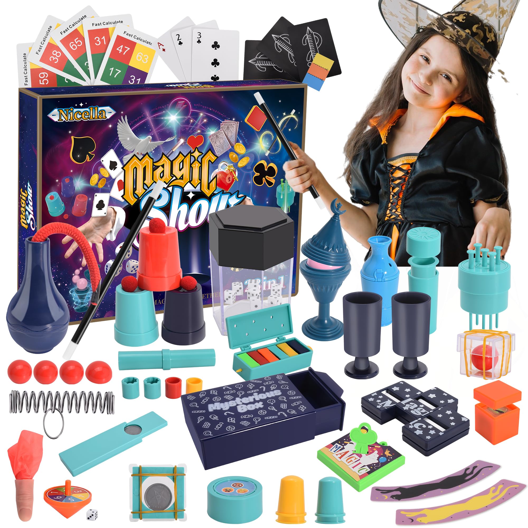 Nicella 28 in 1 Magic Kit - Magic Set with Instructions for Each