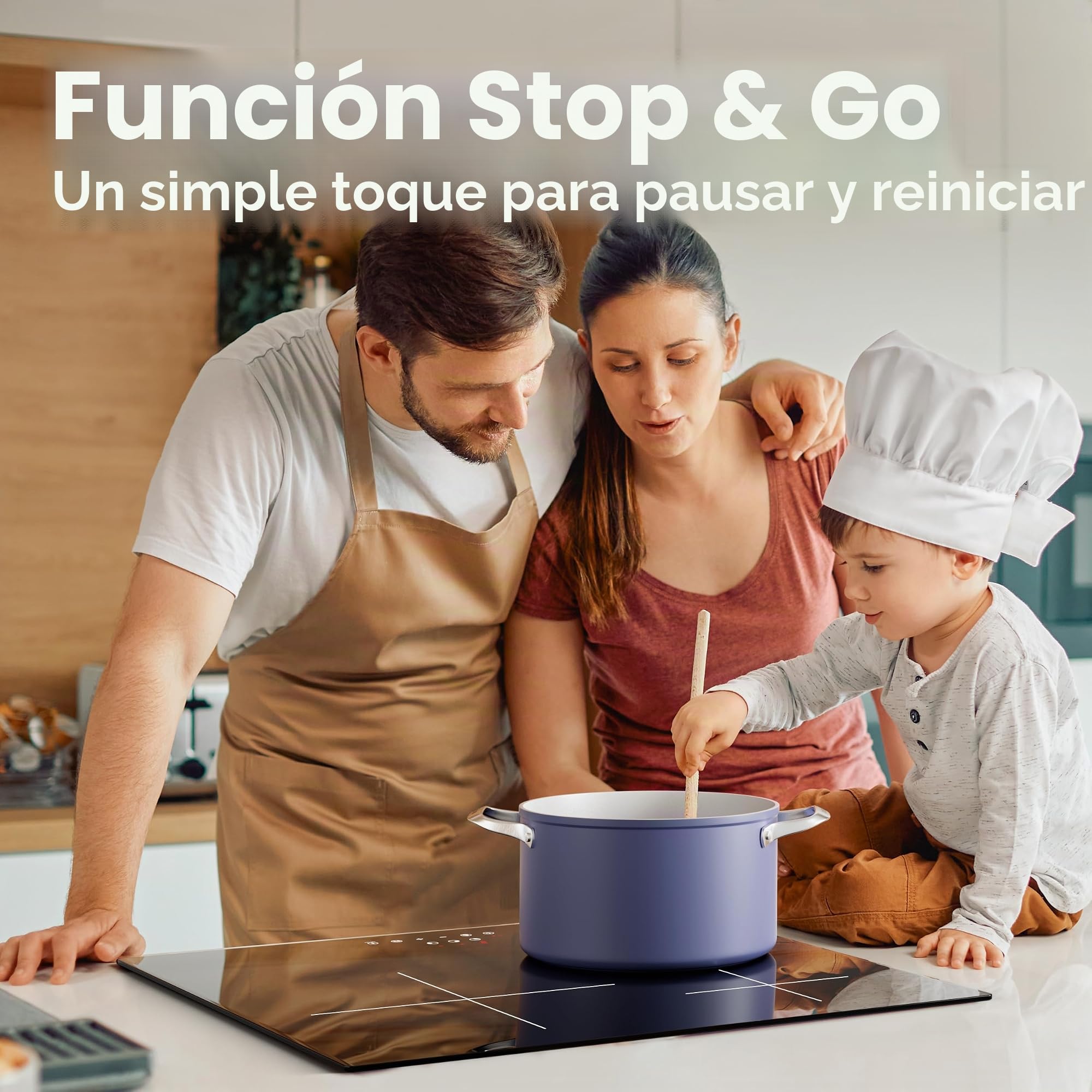 CIARRA Placa de Inducción 3 Fuegos 6000W Placa Induccion con Bloqueo de Seguridad Temporizador Indicador de Luz, ASBIH3 | Boost, Función Pausa, Bloqueo de Seguridad, Temporizador, Indicador de Luz