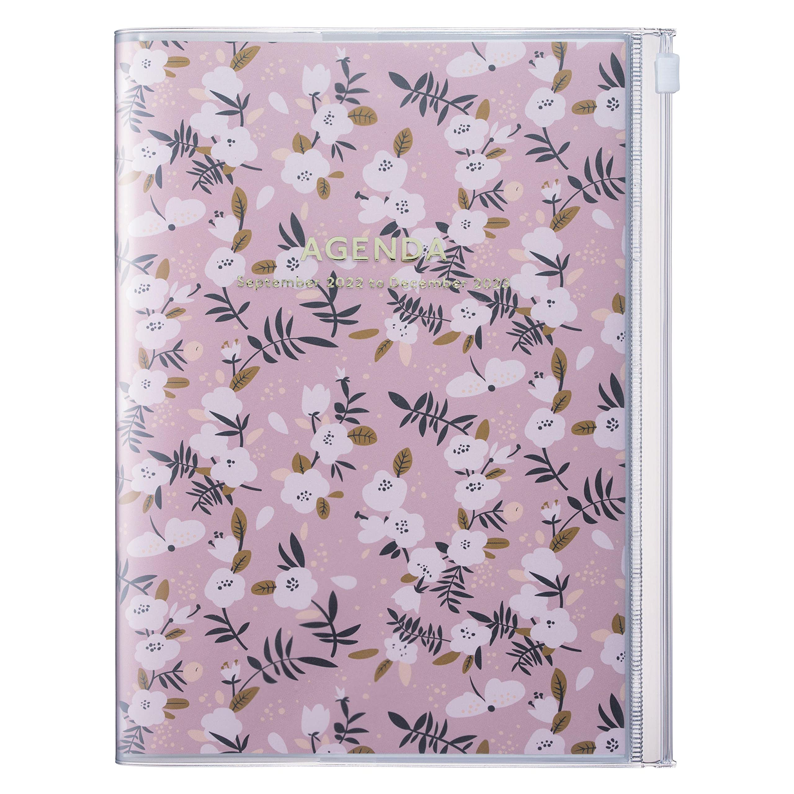 MARK'S 2022/2023 Taschenkalender A5 vertikal, Flower Pattern/Pink, Black