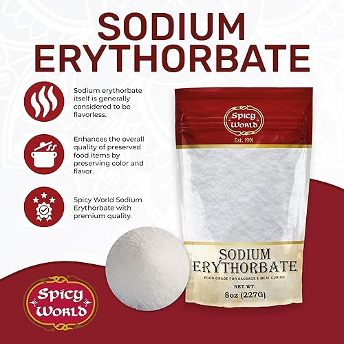 Miniatura 2 de Spicy World Eritorbato de sodio puro de 8 onzas, grado alimenticio superior, ideal para hacer salchichas y curar carne