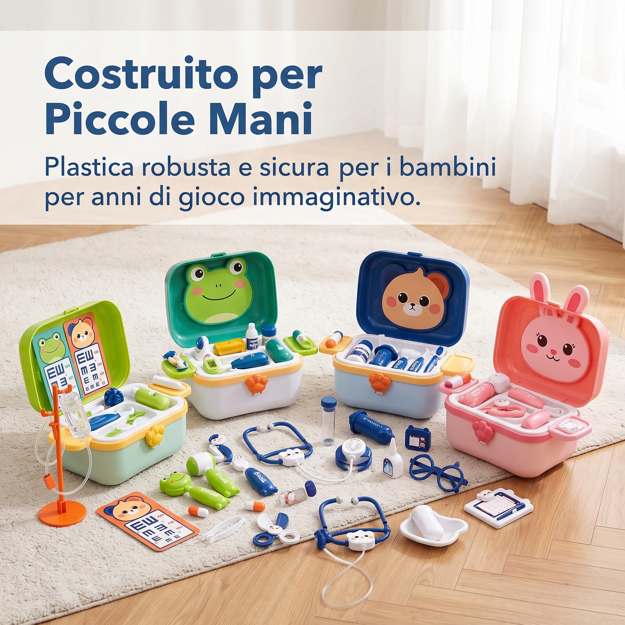 Kit Dottore Bambino Giocattolo Medico per Bambini, Gioco Educativo di Ruolo con Strumenti Custodia