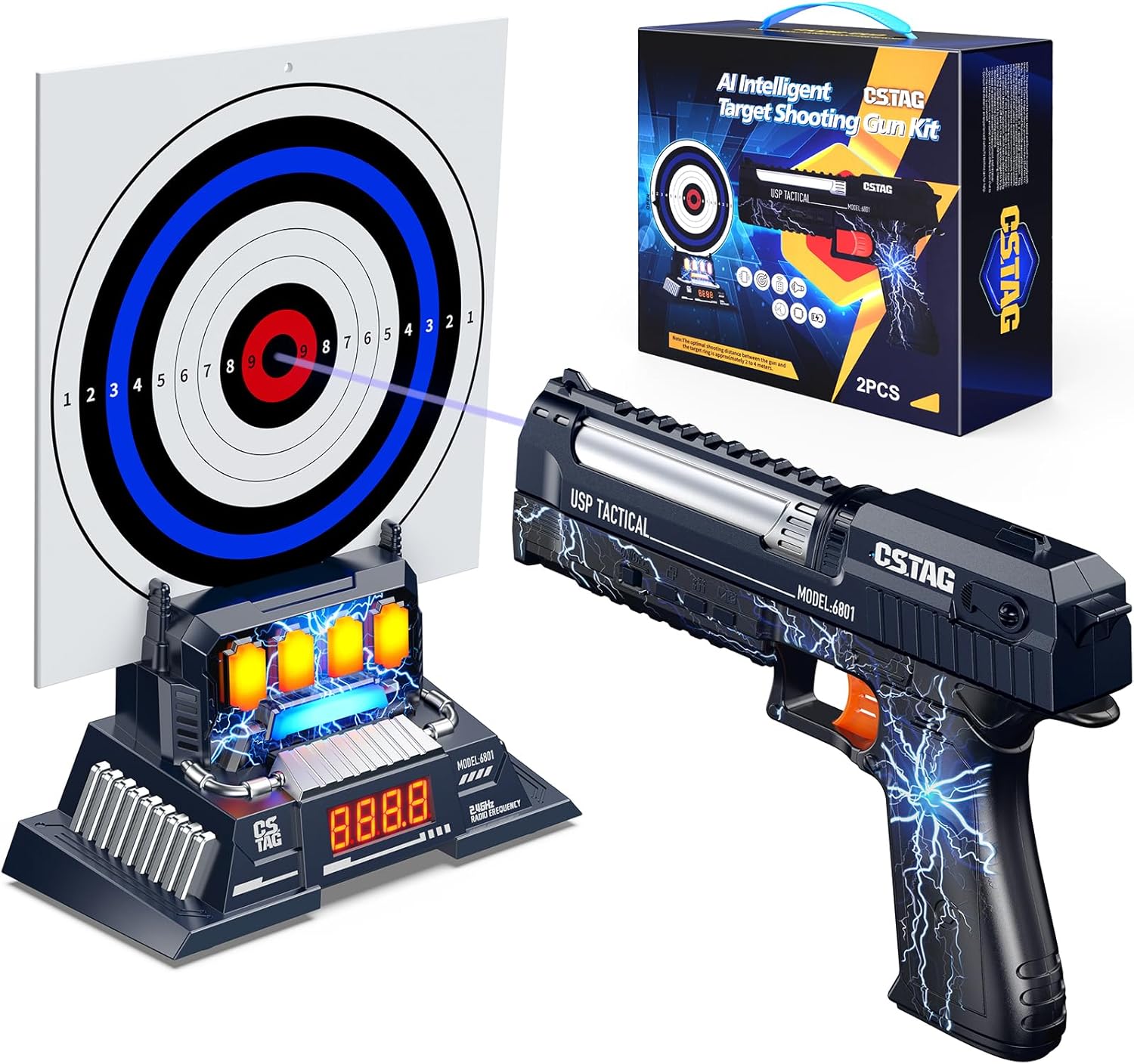 Electronic Shooting Game Set with LED Score Display, Voice Activated Infrared Blaster, The Ultimate Safe Target Game, Foam Dart-Free Fun with Printable Targets for Kids, Boys & Girls Aged 5-12.