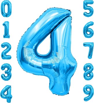 Number Balloon, Number Balloons 40 Inch, Blue Number Balloons, Number 4 Balloon, Giant Balloon, Happy Birthday Numbers Balloon, Large Numbers for Party Decor