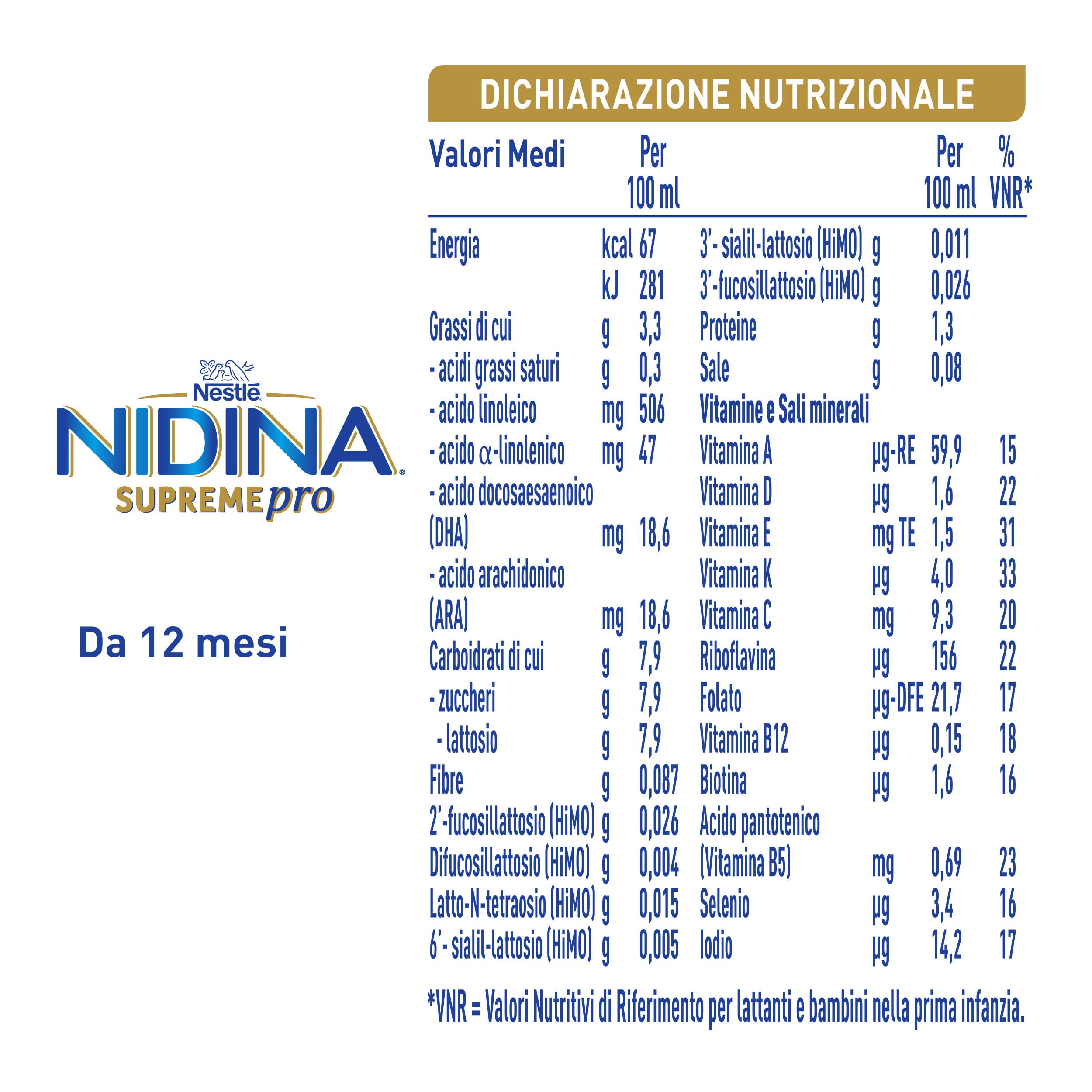NIDINA SUPREMEpro 3 Latte di Crescita Liquido da 12 mesi, 12 Brick da 300ml (3,6L)