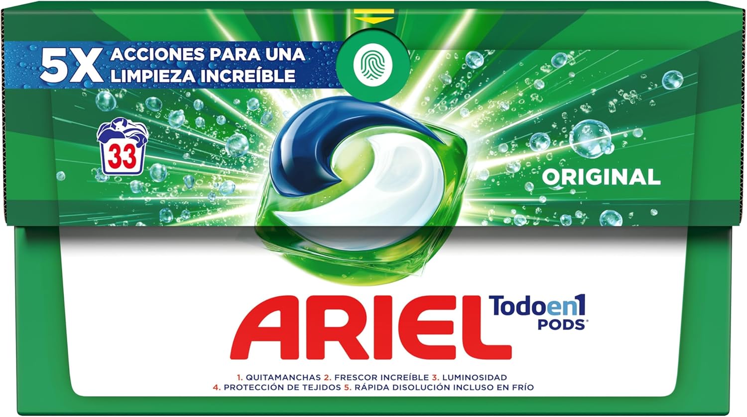 33 cápsulas de detergente Ariel All-in-One por 16,79€ (ahorra el 70% en 1 al comprar 2)