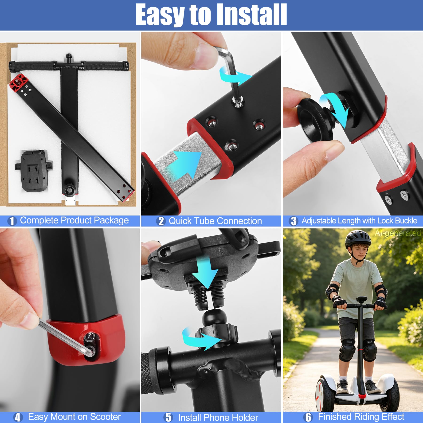 ToLanbbt Extension de Guidon Genouillère pour Segeay Ninebot Mini Pro avec support de téléphone