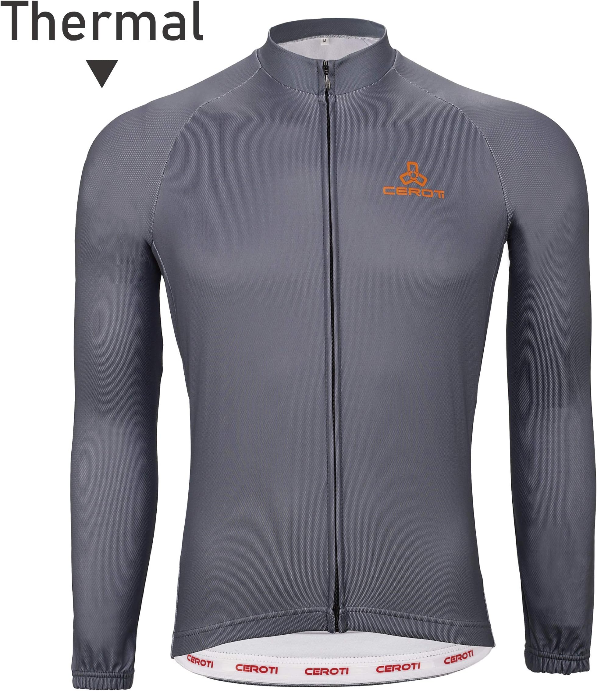 Ceroti Custom Apparel Service Men's Thermal Cycling Jersey,Cold Weather Long Sleeve Biking Jersey, High Breathable & Fast Dry