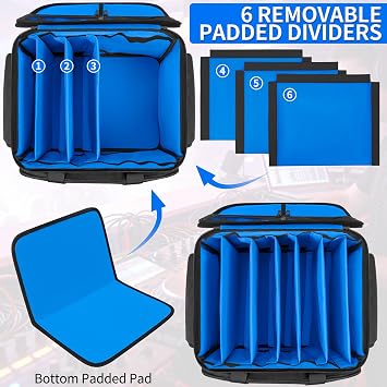 OUUTMEE DJ Cable File Bag, DJ Wire Storage Bag with Removable Dividers | 1680D Nylon DJ Equipment Organiser with Padded Base, Travel Wire Bag for Professional DJ Gear, Music Accessories Small, Blue