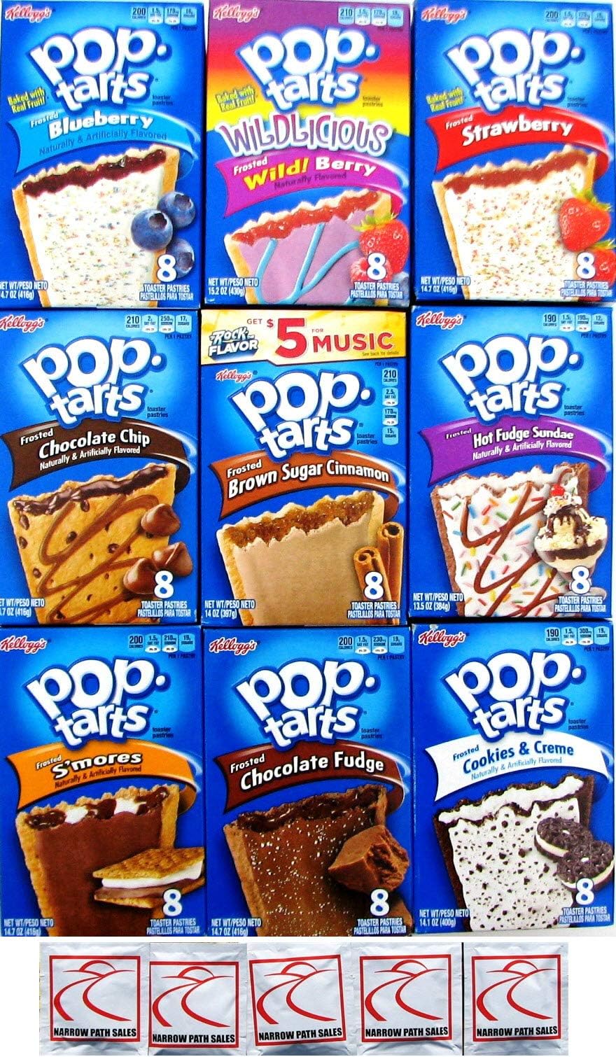 9 Pack! The Ultimate Pop Tarts Variety Pack 9 Different Flavors - Bundle of 9 Boxes, 1 of Each Flavor. Gift Box, Value Pack, Breakfast Food