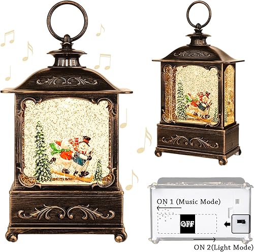 Miniatura 37 de Linterna de Navidad con globo de nieve, USB y música, linterna con globo de nieve, portátil, decoración de interiores y regalos encantadores