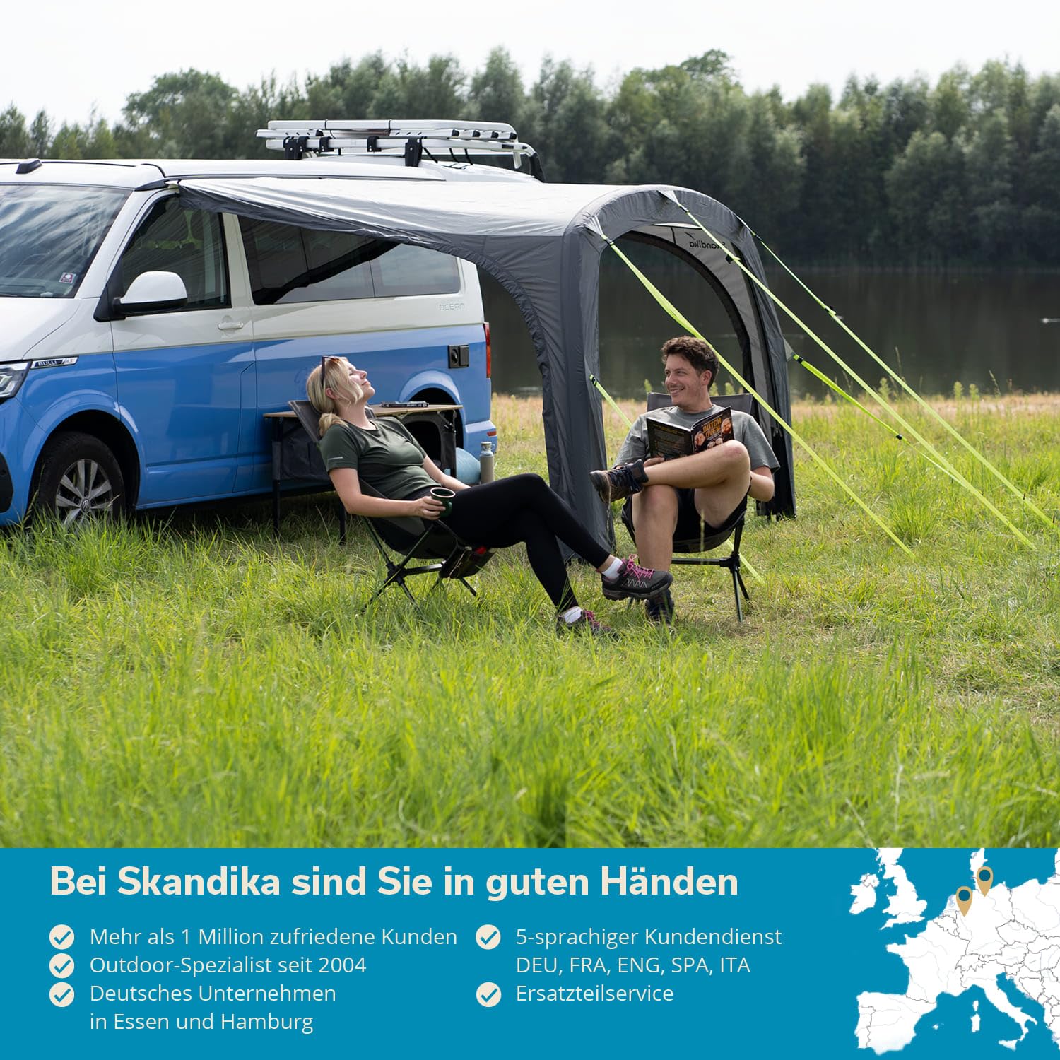 Skandika Vorzelt Vika Air Van 260 | aufblasbares Vordach, Caravan Tarp, Sonnensegel, Sonnendach UV 50+, 3000 mm Wassersäule | Buszelt, Busvorzelt für Wohnmobil, Wohnwagen, Camper, Campervan, Bus