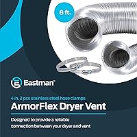 Vista 2 de Eastman Ventilación para secadora ArmorFlex de 8 pies, conducto de aluminio flexible con abrazaderas, semirrígido, 69028