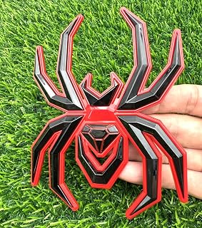 1pc Big 5.5inch Spider Emblems 3D Fender Rear Door Badges Custom Sticker Nameplate Replacement for Universal Car Body Motorcycle SUV Widow Door Edition Decoration (Redline)